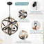 Farmhouse Chandelier Light Fixtures 4-Light Dining Room Light Fixtures Height Adjustable Rustic Wood Light - Korvel
