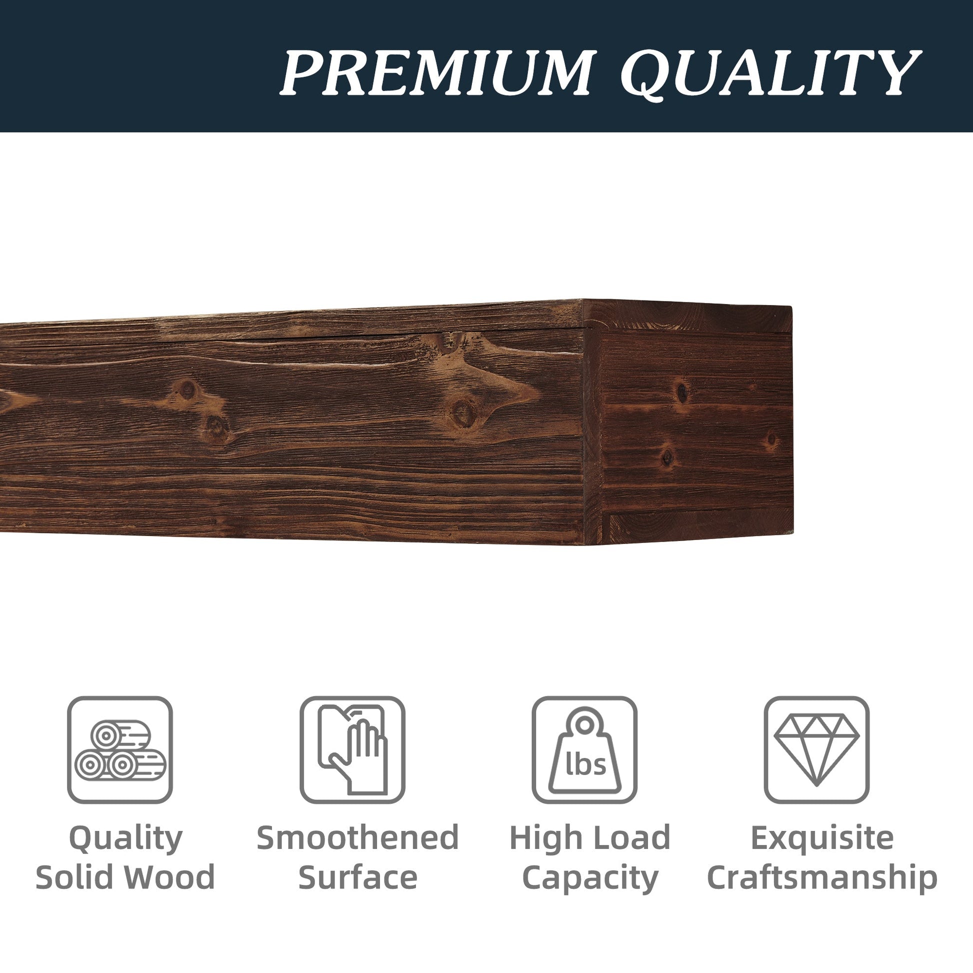 48" Rustic Wood Fireplace Mantel,Wall-Mounted & Floating Shelf for Home Decor - Korvel