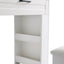 Vanity table with large sliding lighted mirror dressing table with 2 drawers storage shelves and upholstered stool white color - Korvel