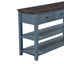 Retro Design Console Table with Two Open Shelves, Pine Solid Wood Frame and Legs for Living Room (Antique Navy+Espresso) - Korvel