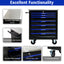 7 DRAWERS MULTIFUNCTIONAL TOOL CART WITH WHEELS-BLACK+BLUE - Korvel