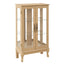 Dual door Curio cabinet with tempered glass doors, mirrored back panel and adjustable shelves, home lighting display cabinet Oak - Korvel