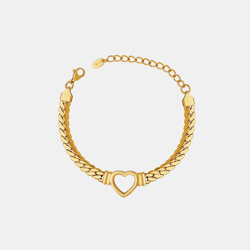 Titanium Steel Cutout Heart Bracelet - Korvel