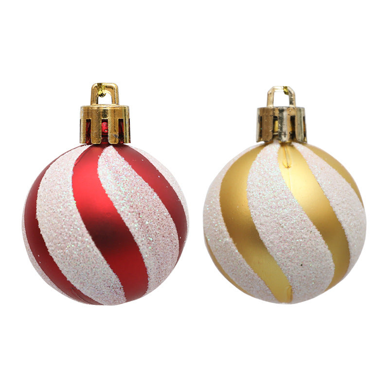 Christmas Ball Decoration Red and White Threaded Christmas Tree Hanging Decoration Hand drawn Christmas Ball Plastic - Korvel