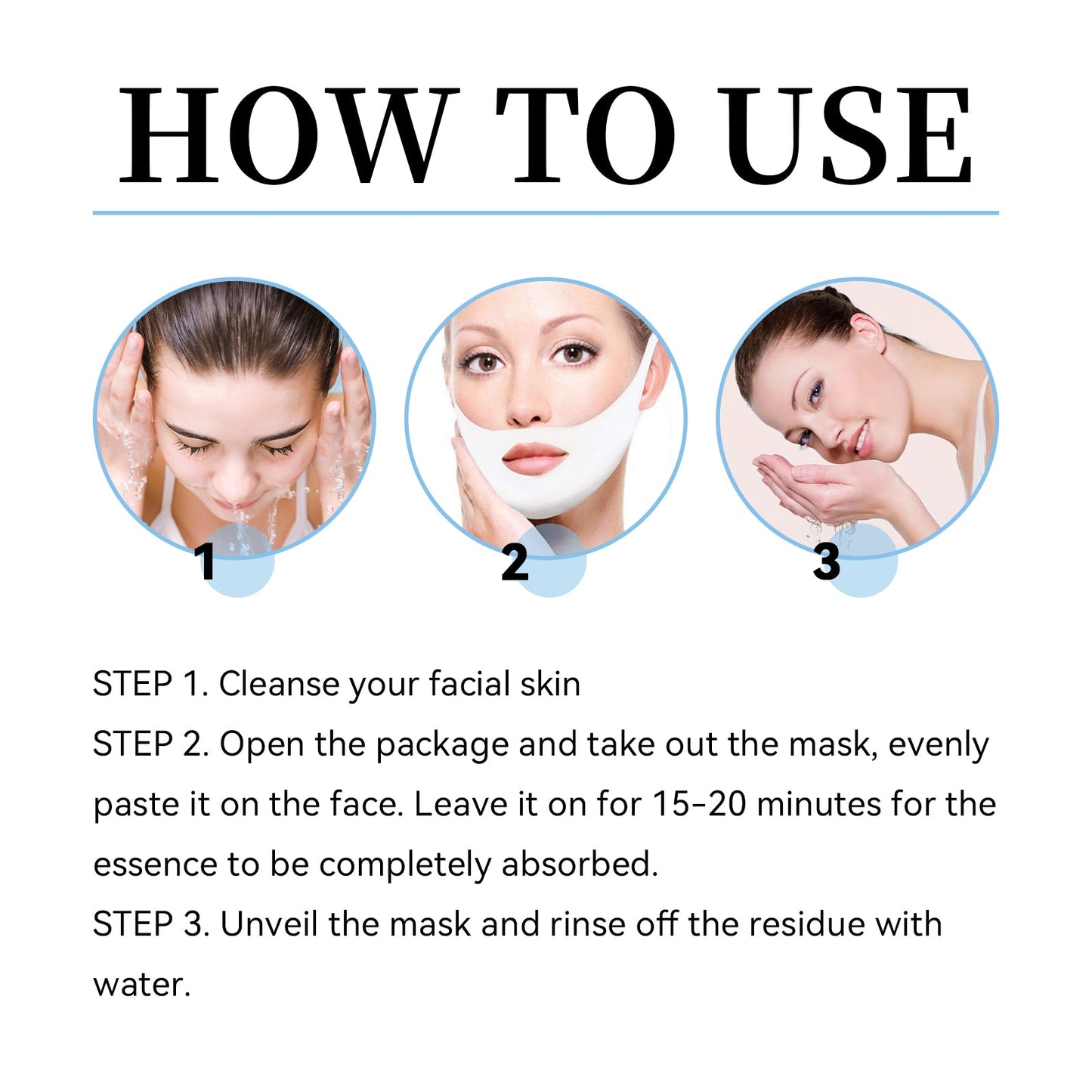 V-Shaped Face Mask, Face Double Chin Firming Small Face Shape Hanging Ear V-Face Lift Mask - Korvel
