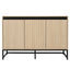 Engraved 3-door side panel with LED, self-service cabinet storage cabinet, modern coffee bar cabinet with adjustable shelf - Korvel