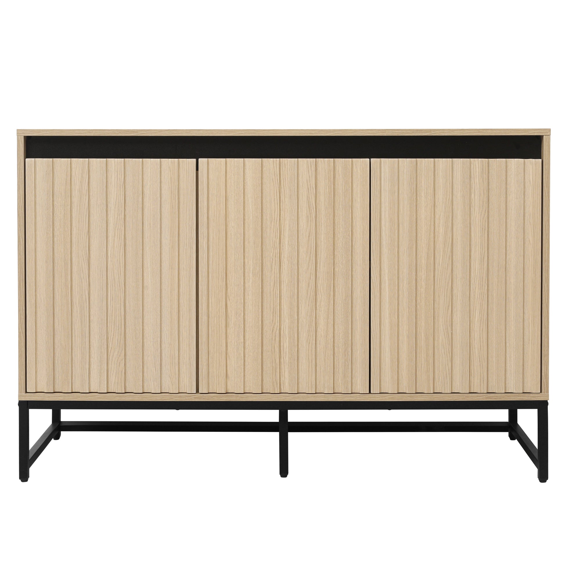 Engraved 3-door side panel with LED, self-service cabinet storage cabinet, modern coffee bar cabinet with adjustable shelf - Korvel