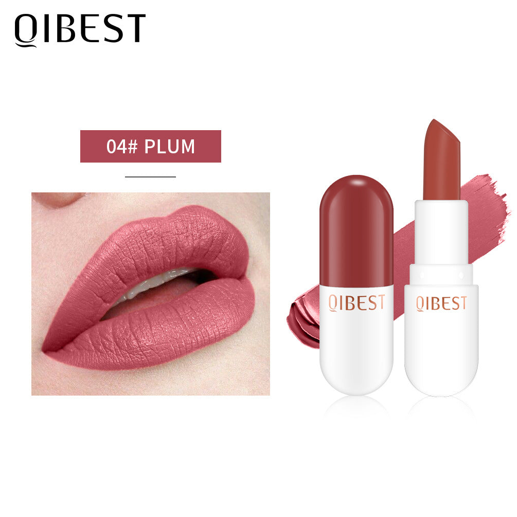 QIBEST Mini Cápsula Labial Mate de Terciopelo - Larga Duración y Resistente al Agua