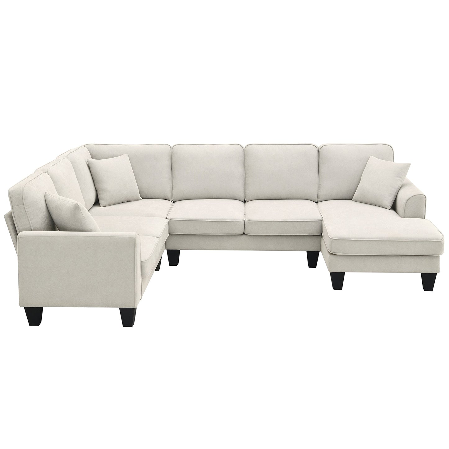 [VIDEO provided] [New] 108*85.5" Modern U Shape Sectional Sofa 7 Seat Fabric Sectional Sofa Set - Korvel