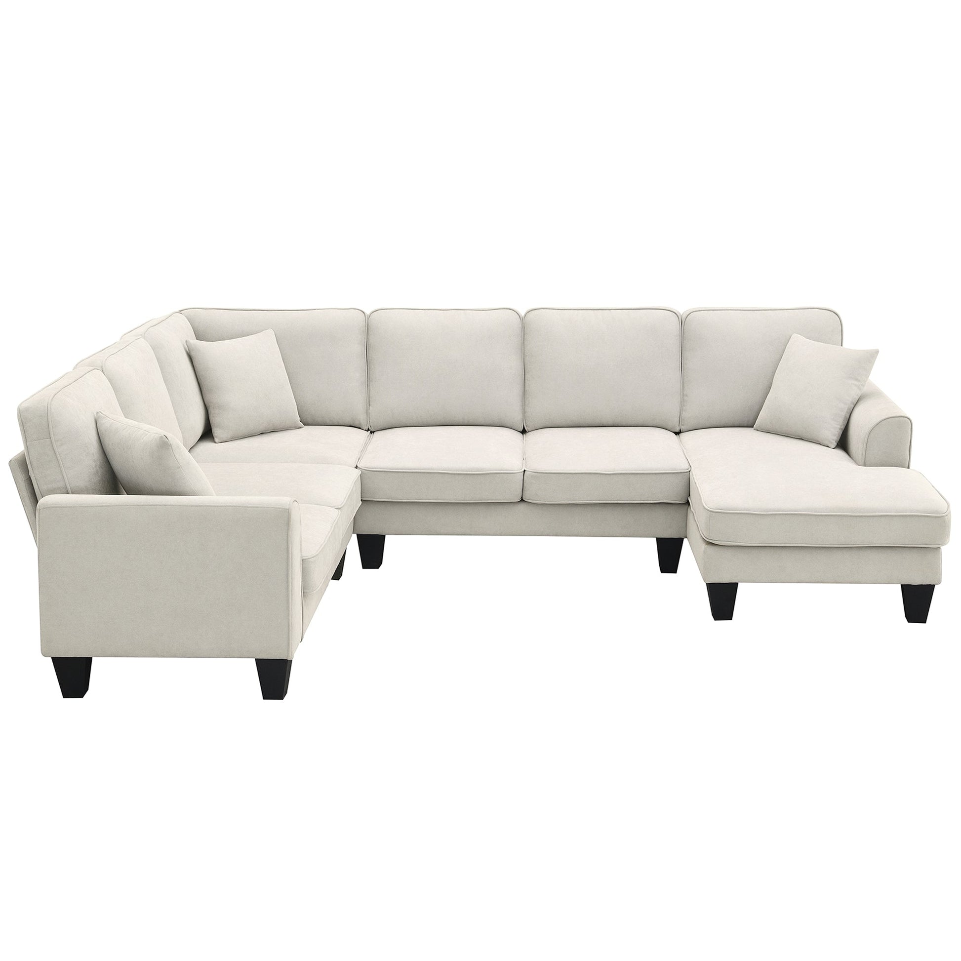 [VIDEO provided] [New] 108*85.5" Modern U Shape Sectional Sofa 7 Seat Fabric Sectional Sofa Set - Korvel