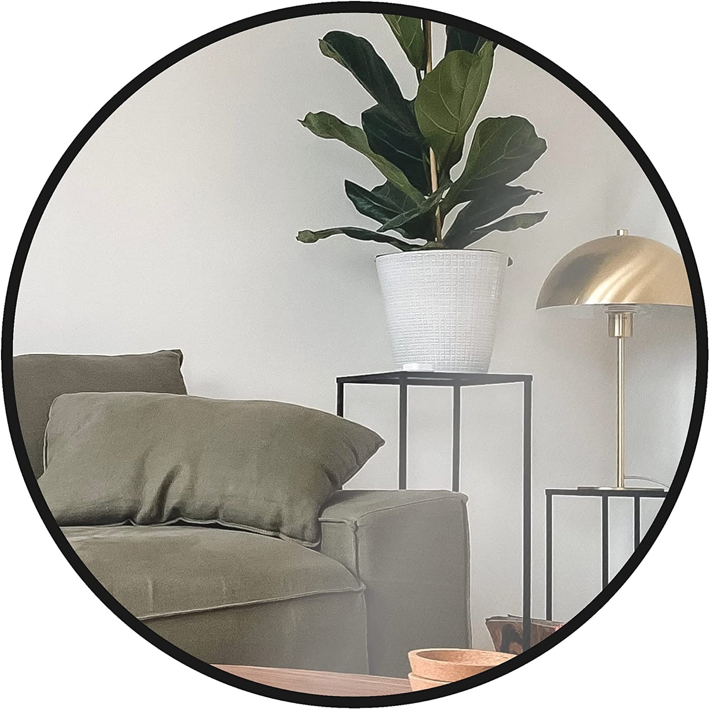 Miroir de Salle de Bain Rond en Métal Noir Élegant de 24 Pouces