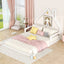 Full Size Wood Floor Bed with House-shaped Headboard  White - Korvel