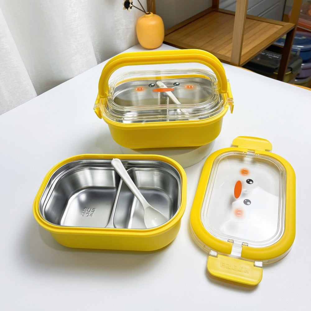 ins style high value cute large capacity compartment lunch box lunch box foldable handle lunch box - Korvel