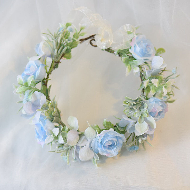 Mori Flower Bridal headdress garland modeling headdress photo wedding dress hair accessories Bridesmaid accessories holiday head - Korvel