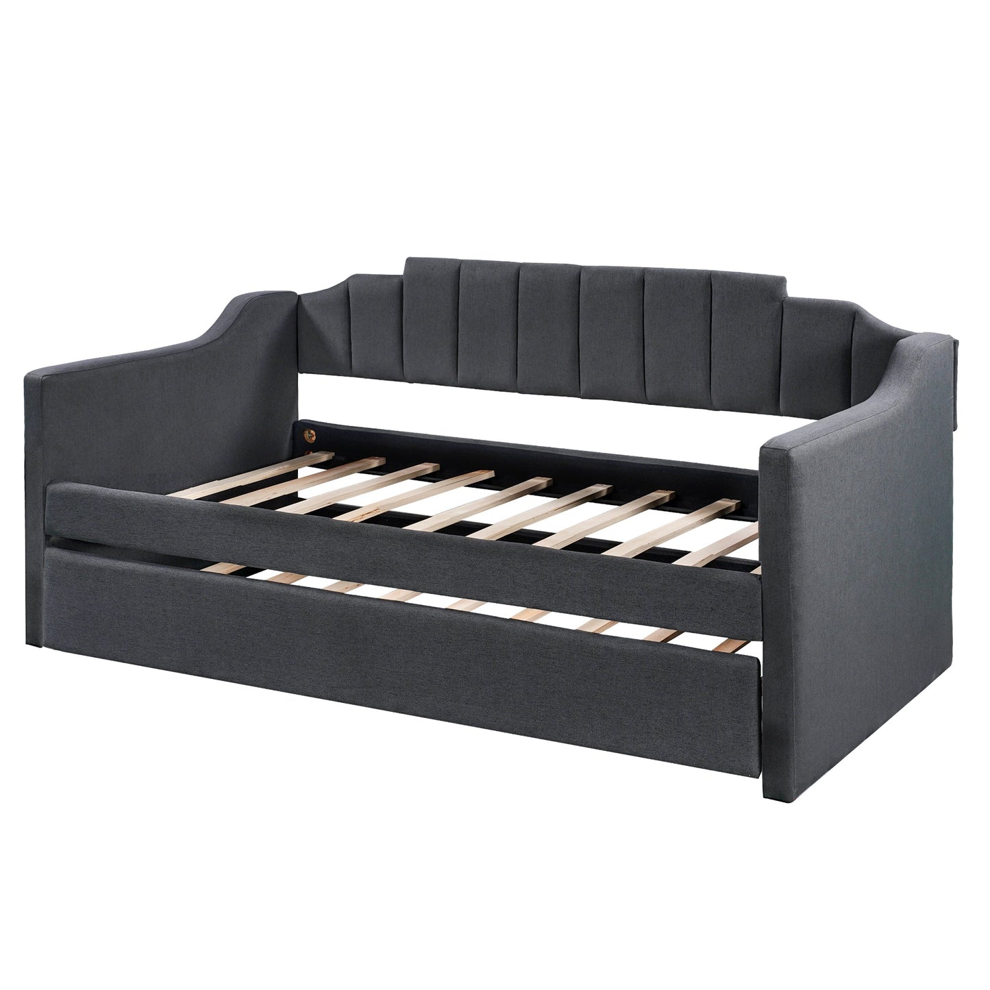 Upholstered Twin Daybed with Trundle Black - Korvel