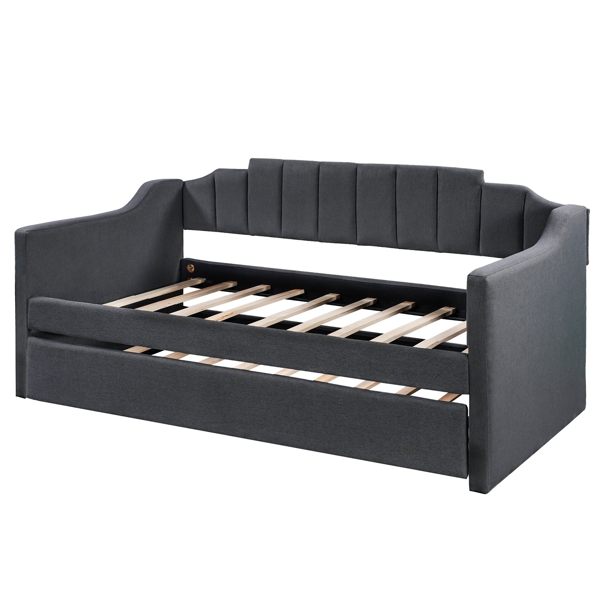 Upholstered Twin Daybed with Trundle Black - Korvel