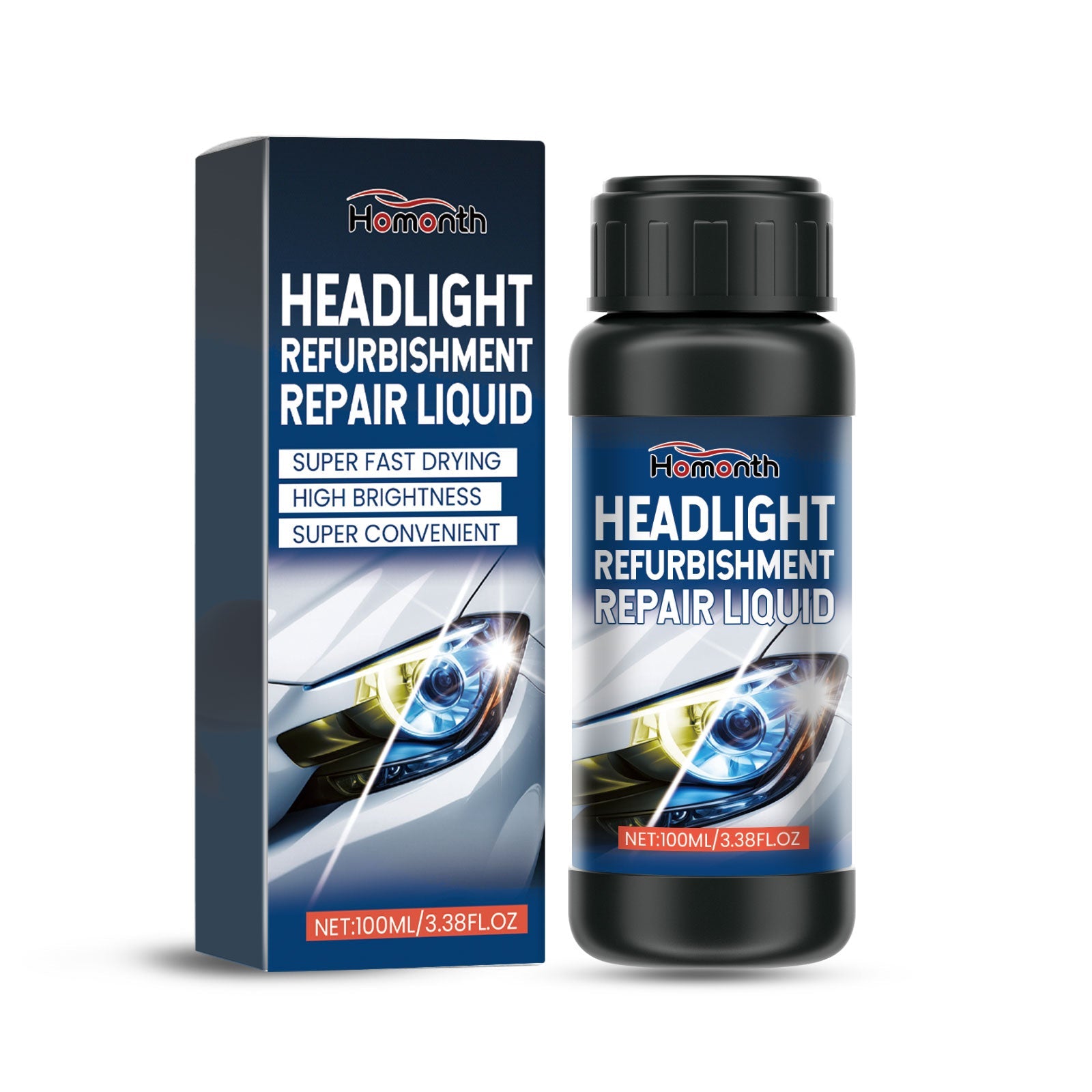 HOMONTH Headlight Refurbishment Repair Liquid, Headlight Yellow Easily Refurbished Reglow Crystal Bright Cleaning Liquid - Korvel
