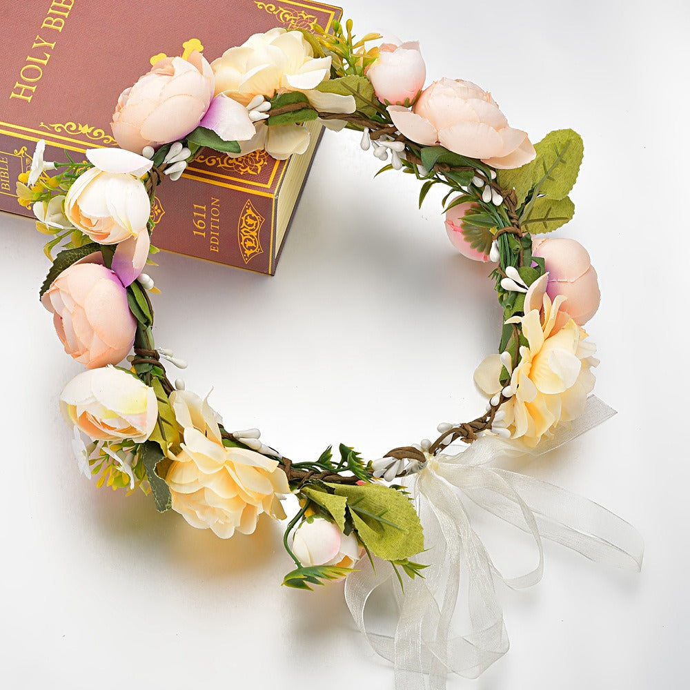 Bohemian floral hairband bride photo shoot bride hair accessories - Korvel