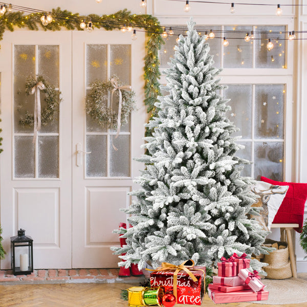 7FT Flocked Christmas Tree - Premium Artificial Decor