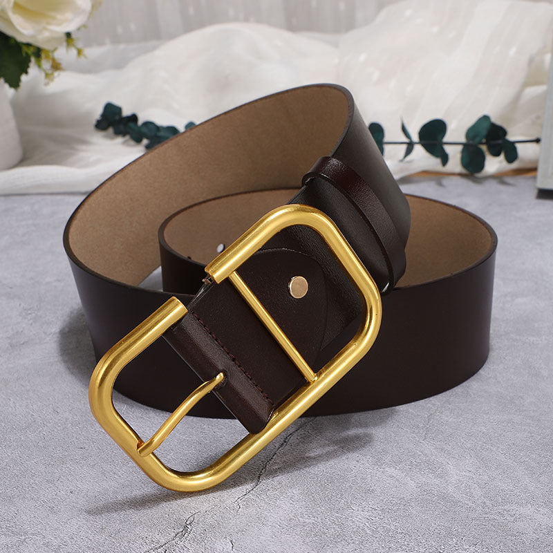 Ceinture décorative large en cuir de vache pour femmes