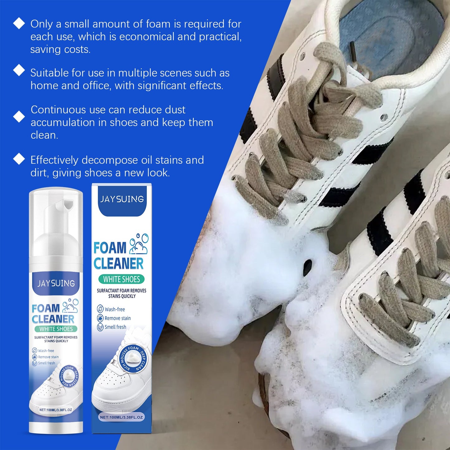 Little White Shoes Foam Cleaner Sports Shoes Decontamination Vamp Clean And Wash Free Whitening Cleaner - Korvel
