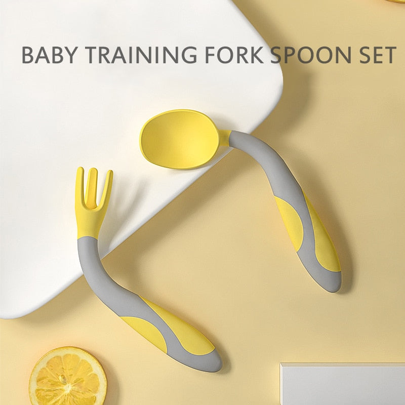 Spoon For Baby Utensils Set Auxiliary Food Silicone Gel Spoon Baby Learn To Eat Training Bendable Soft Spoon Children Tableware - Korvel