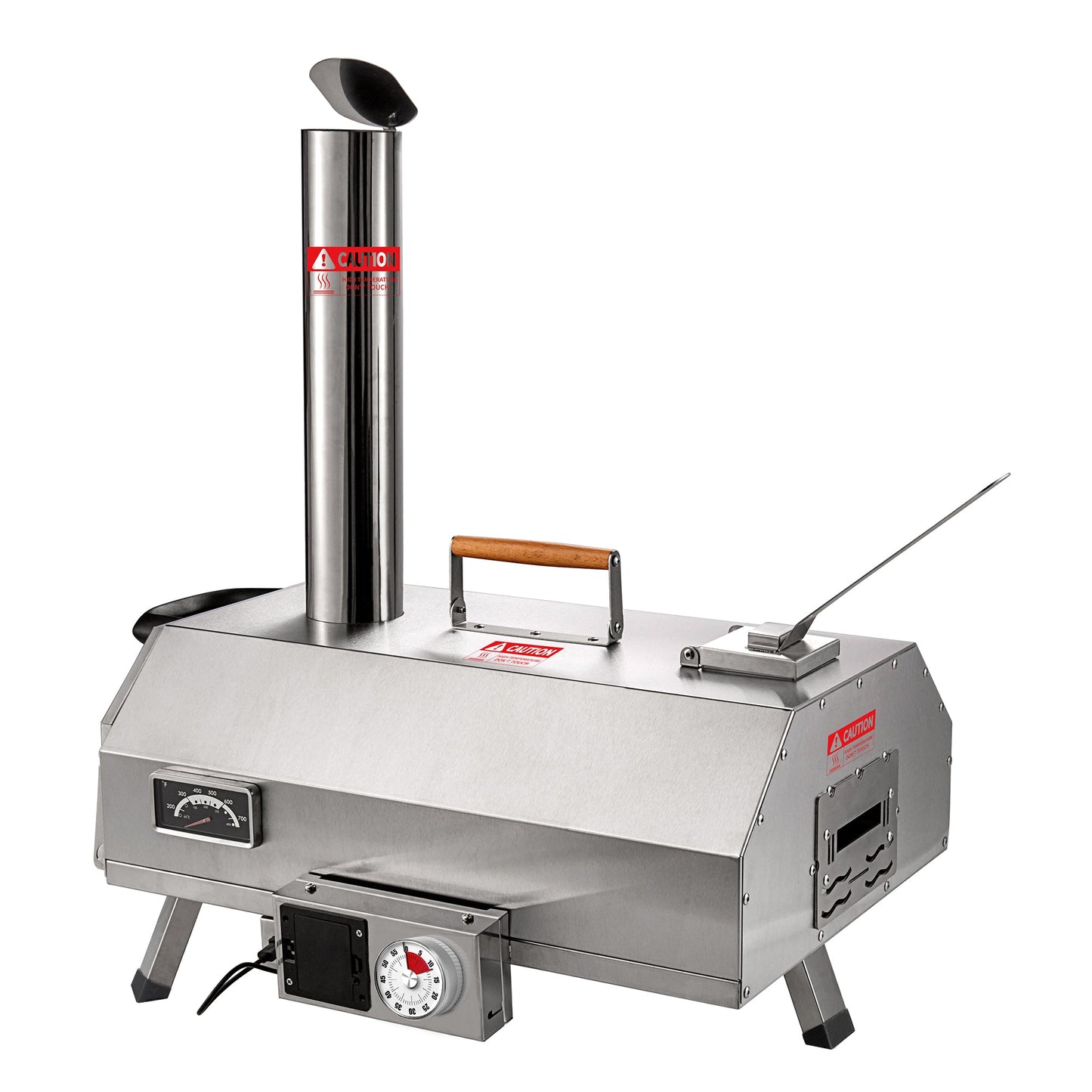 Stainless Steel Pizza Oven Outdoor 12" Automatic Rotatable Pizza Ovens Portable Wood Fired Pizza Oven Pizza Maker with Timer - Korvel