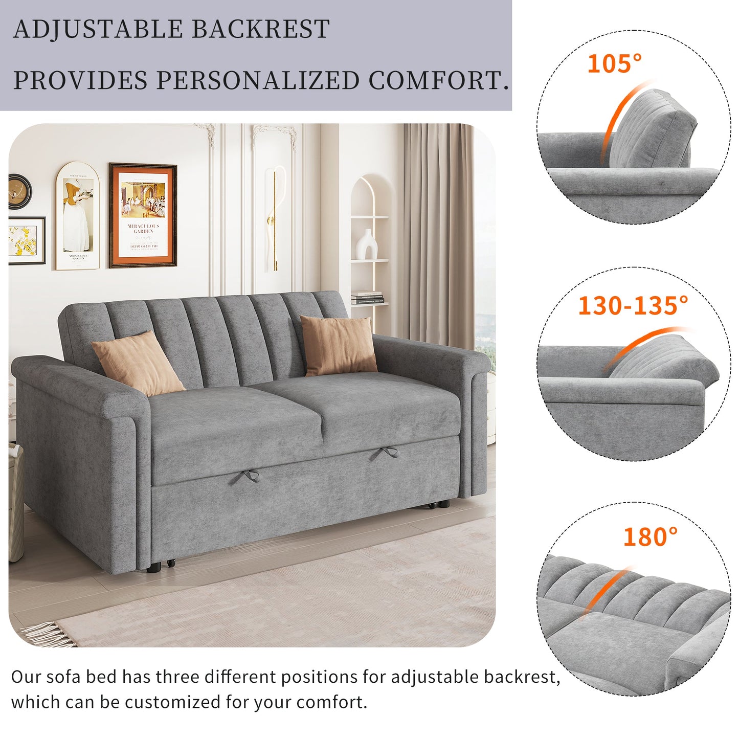 U_STYLE Convertible Soft Cushion Sofa Pull Bed ,for Two People to Sit On - Korvel