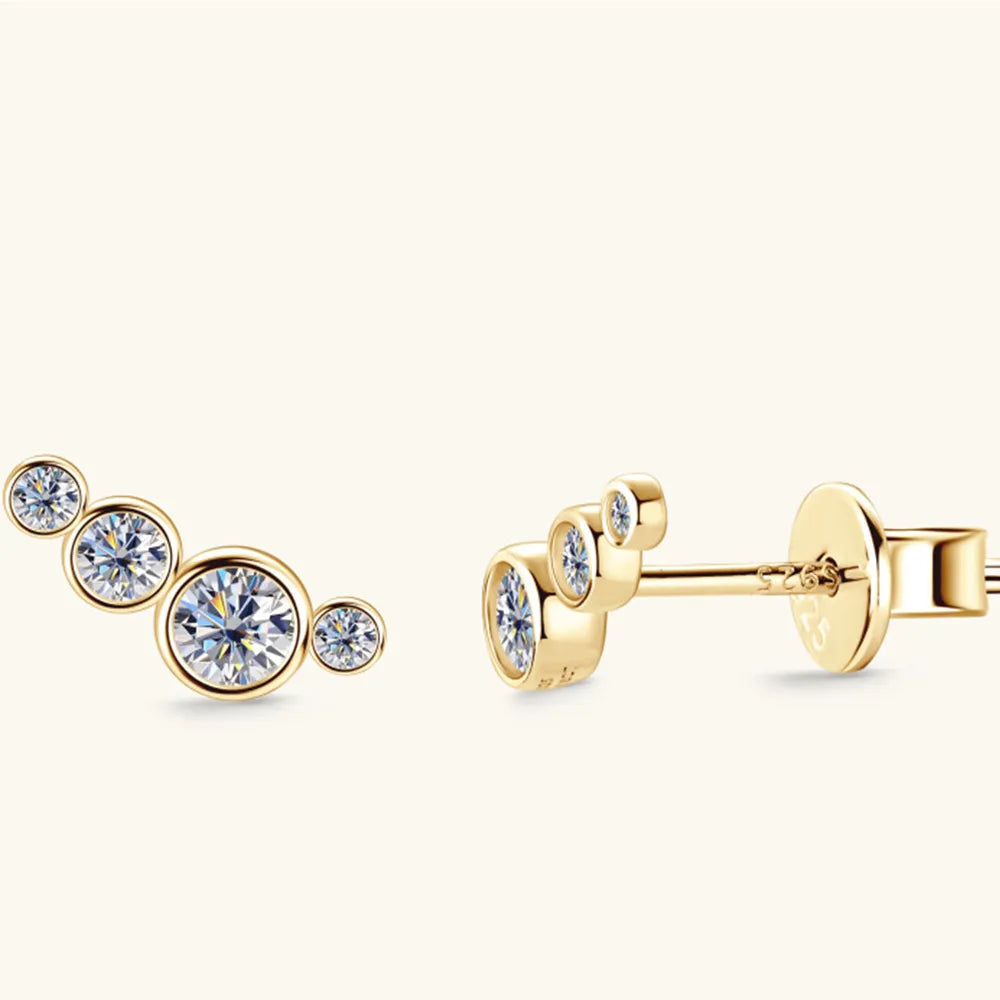 Pendientes de Stud de Plata Esterlina 925 con Moissanita Elegante