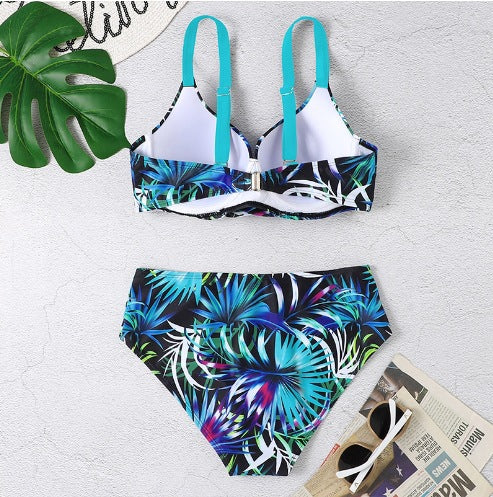 Gather floral swimsuits bikini swimsuits - Korvel