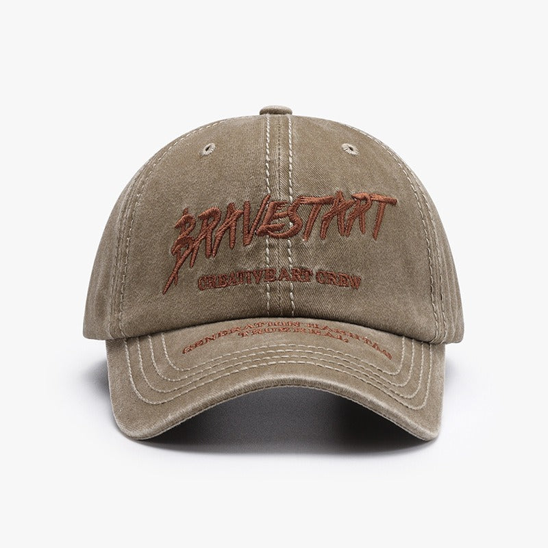Fashionable Outdoor Versatile Curved Brim Letter Embroidery Men's Flat Tongue Hat Show Face Small Washed Women's Simple Baseball Hat Fashion - Korvel