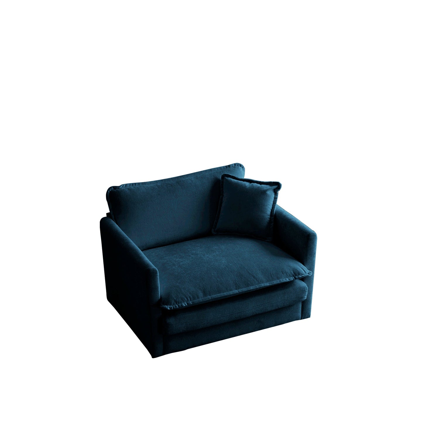 Comfy Deep Single Seat Sofa Armchair in Blue Chenille
