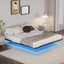 Floating Bed Frame King Size with LED Lights ＆ charging station, Metal Platform Queen Bed, 79.9'' L x 76.2'' W x 7.9'' H. - Korvel