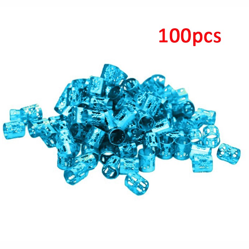 100 Pcs/set 7 Colors Mixed Beads Adjustable Hair Braids Dreadlock Beads Adjustable Hair Braid Rings Cuff Clips Tubes Jewelry - Korvel