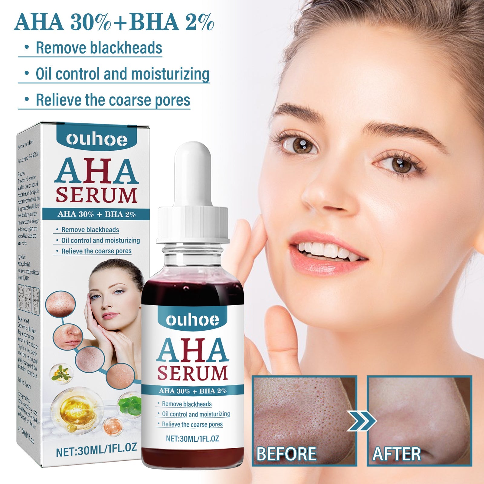 AHA Hydrolytic Extract, Smooths Fine lines, Tights Pores, Moisturizes Brightening And Repairing Skin Essence - Korvel