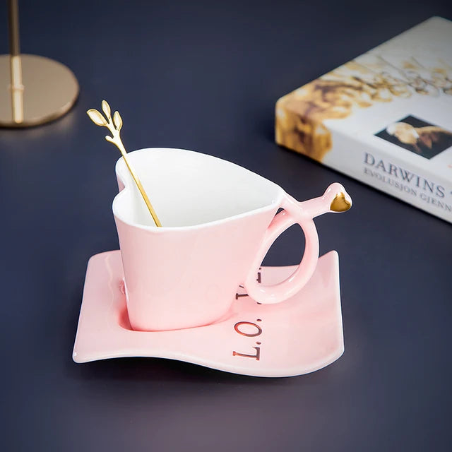 Nordic Coffee Mug Home Light Luxury Hanging Ears Love Ceramic Original Breakfast Cup Set High-value Tumbler Tea Cups Tableware - Korvel