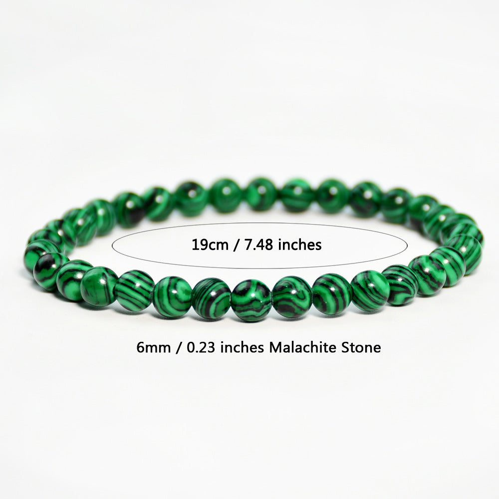 Vintage malachite beaded bracelet stacking style green bracelet men and women elastic jewelry - Korvel