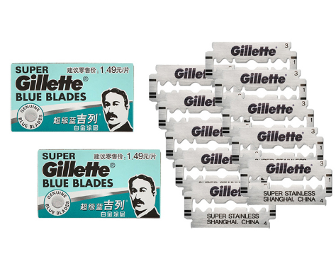 Lames de rasoir Gillette Super Blue à double tranchant - 10 lames