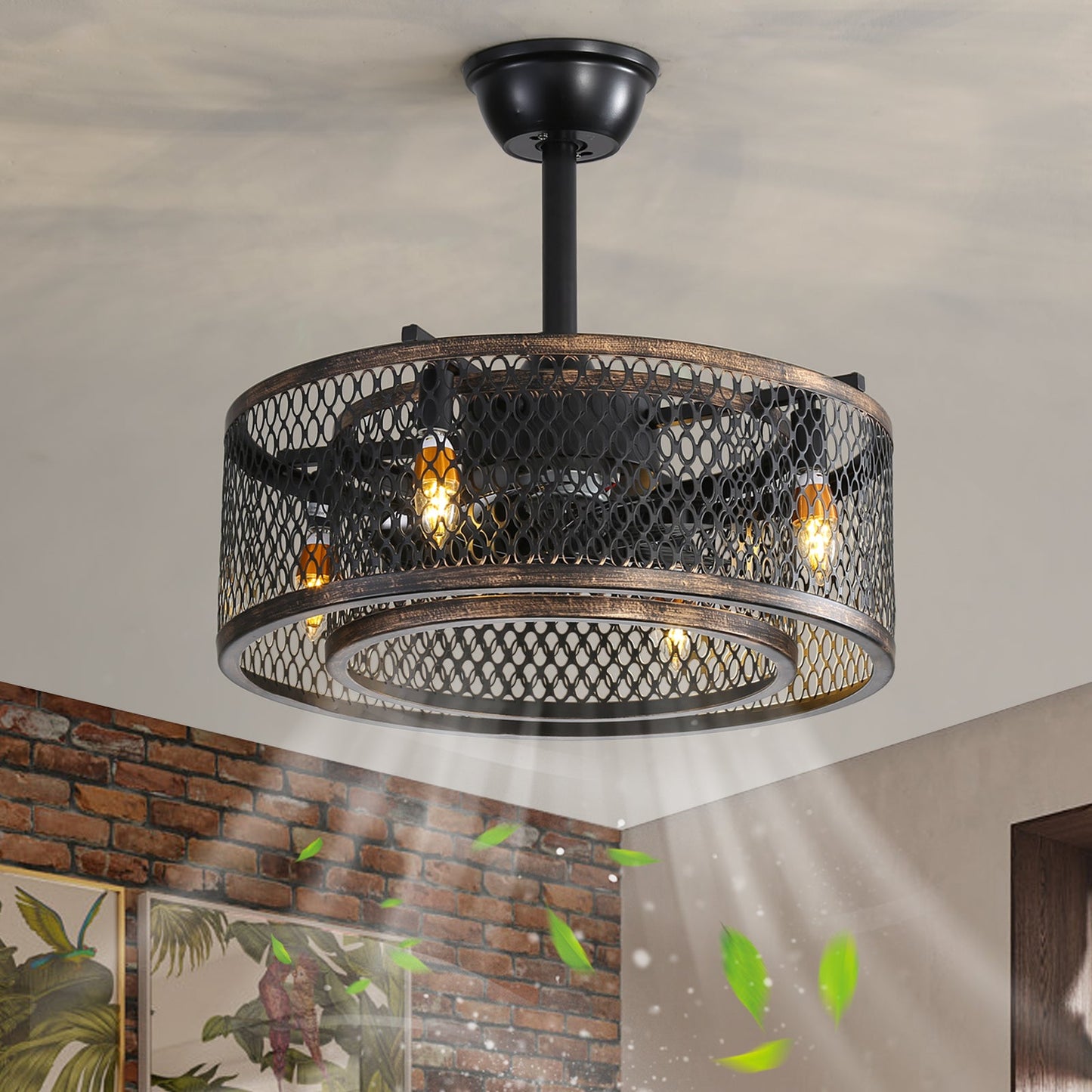 20 inch Caged Ceiling Fan with Lights - Korvel