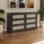 Commode moderne en bois de vignes de chanvre à 6 tiroirs en noir