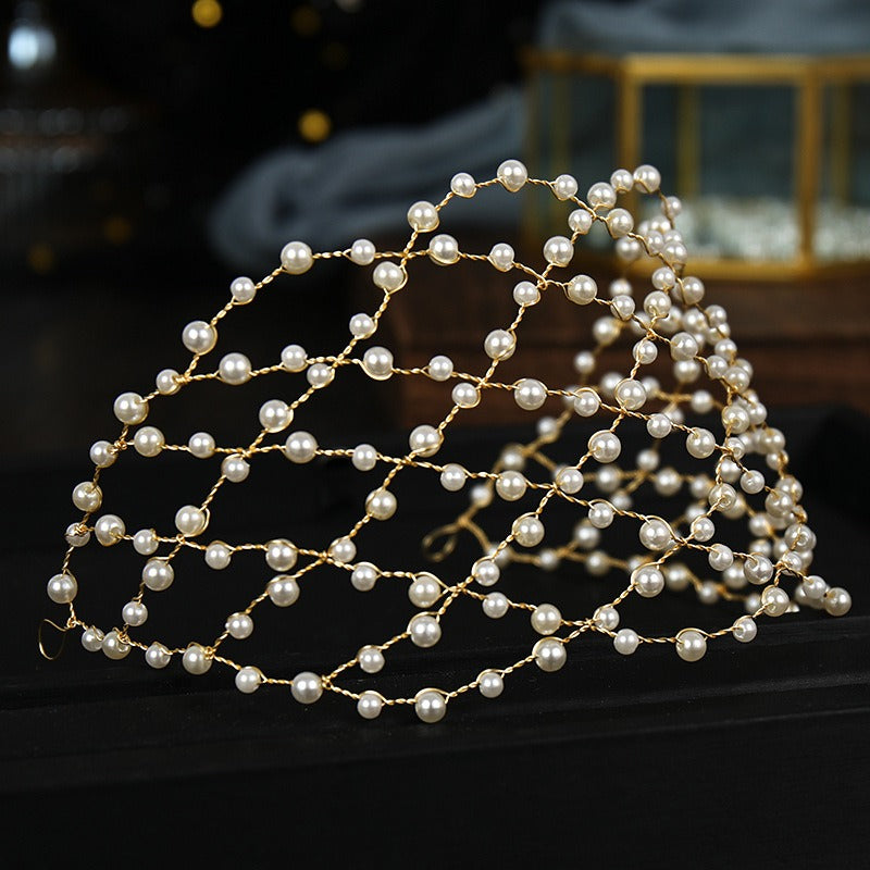Mesh minimalist pearl hollow headwear - Korvel