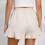 Women's cotton and linen shorts with ruffled edges and drawstring casual pants for women - Korvel