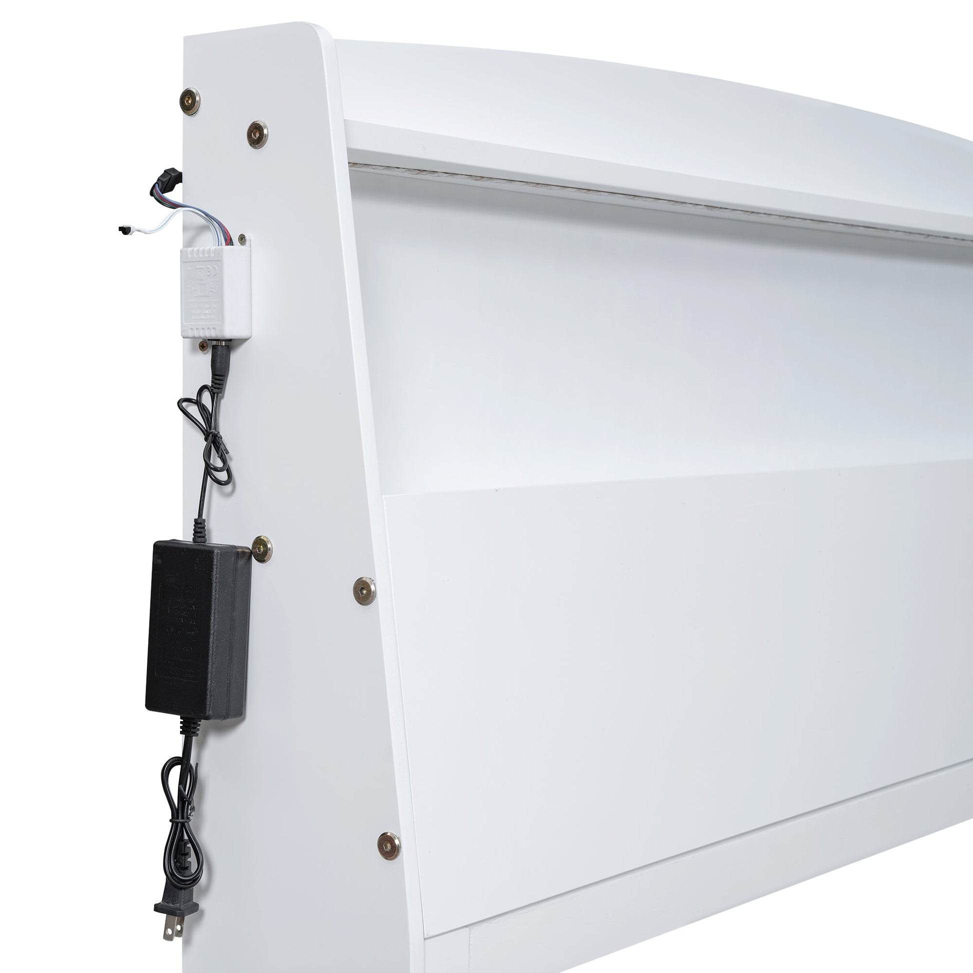 Full Size Platform Bed with Storage LED Headboard  Twin Size Trundle and 3 Drawers White - Korvel
