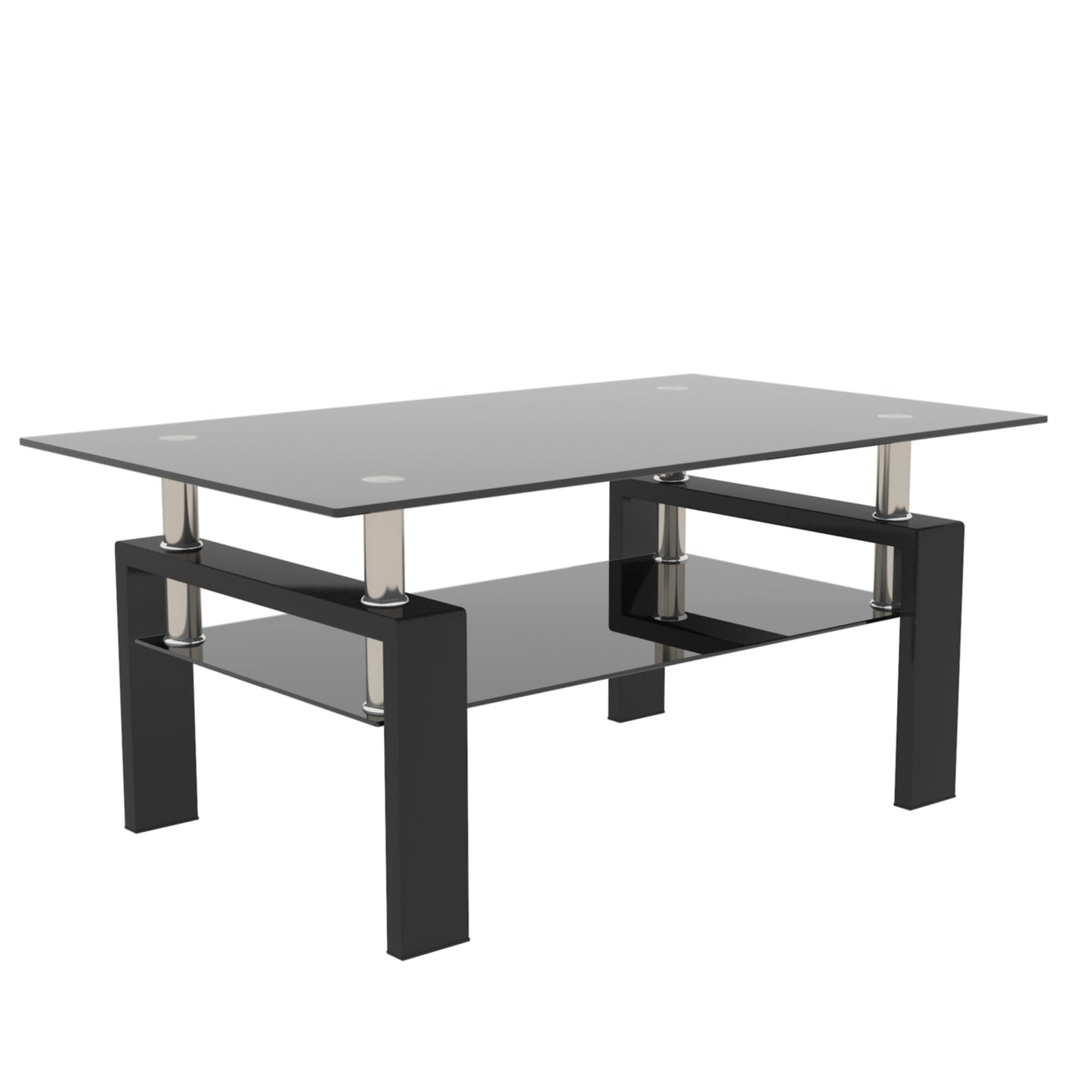 Rectangle Black Glass Coffee Table  Clear Coffee Table Modern Side Center Tables for Living Room Living Room Furniture - Korvel