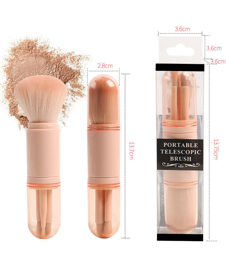 4-in-1 Makeup Brush Beauty Tool Mini Eye Brush Complexion Retractable Makeup Brush Portable Makeup Brush - Korvel