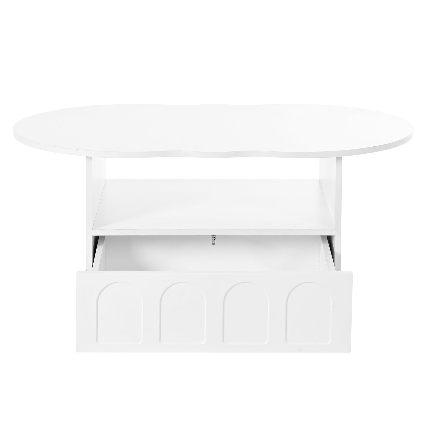 ON-TRANS flexible cream style coffee table with 2 brake wheels, drawers, large storage space, white, 39.37 '' x 23.6 '' - Korvel
