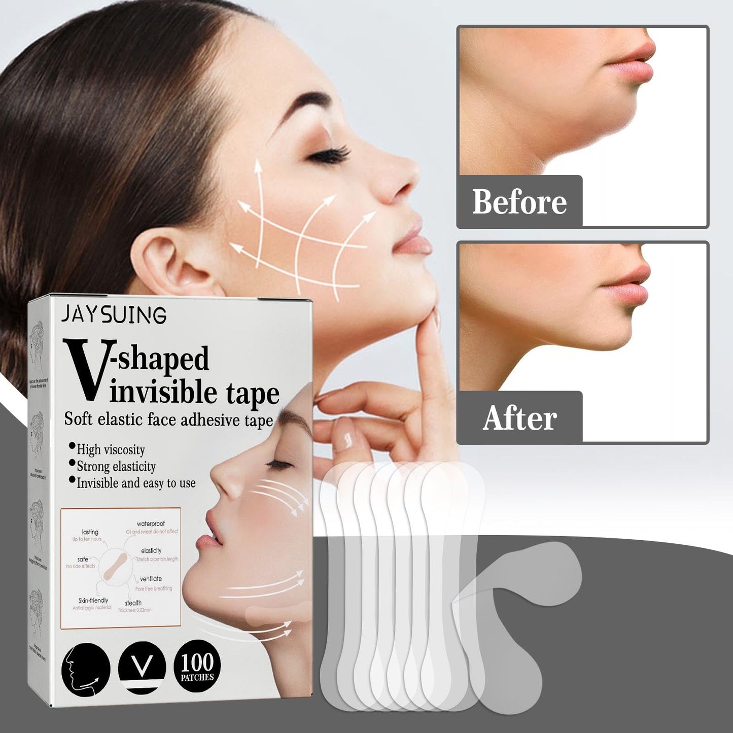Invisible Patch Face Lift Fade Fine Lines Tighten Lift Jaw Muscle Shaping Patch Shrink Patch - Korvel