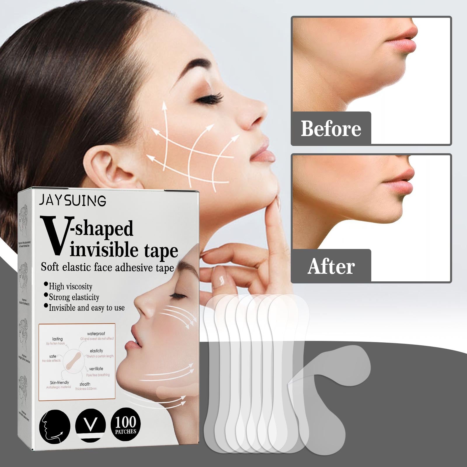 Invisible Patch Face Lift Fade Fine Lines Tighten Lift Jaw Muscle Shaping Patch Shrink Patch - Korvel