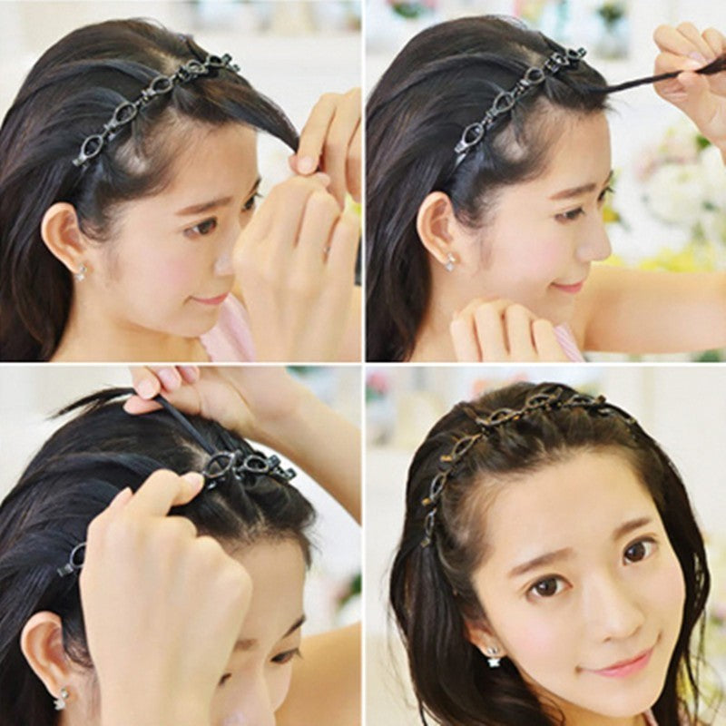 Black Braider Hair Clip Burst Pin Hairdo Bring Hair Hoop Multi-storey Wisp Air Weave Head Hoop Styling Tool - Korvel