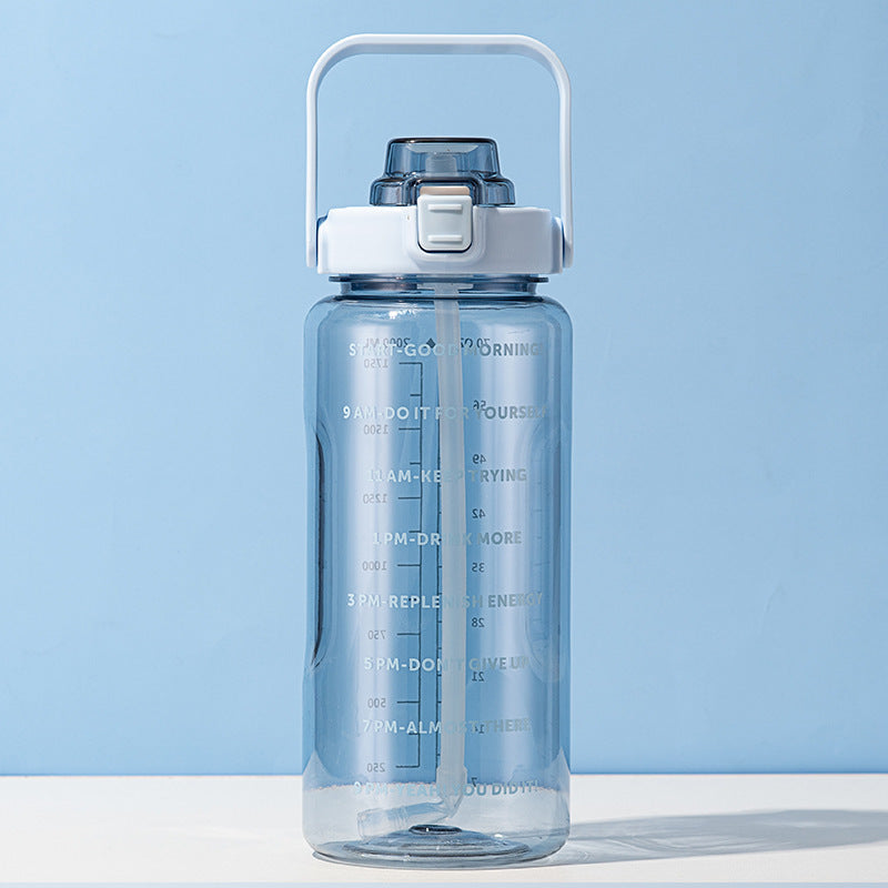 Sports water cup portable large capacity 2000ml plastic cup with straw scale men and women kettle water cup - Korvel